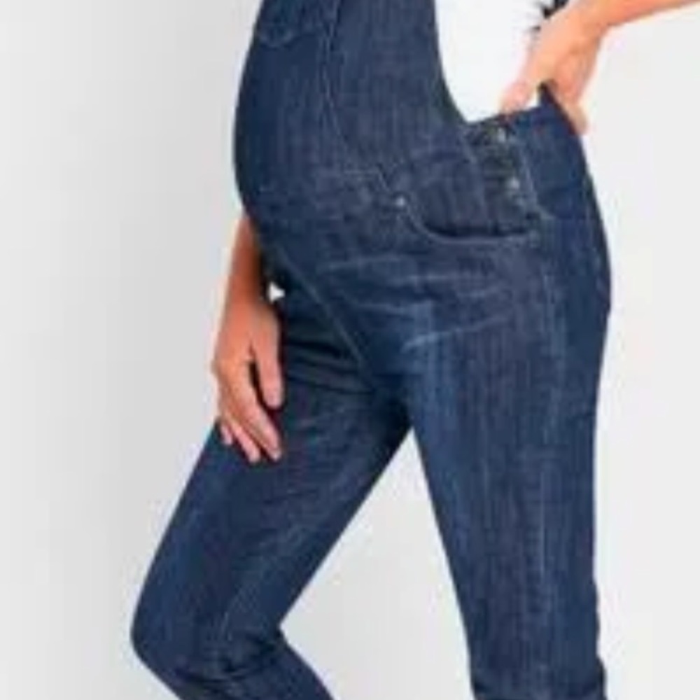 Women's indigo blue maternity overalls